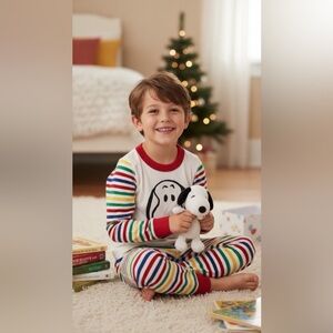 Hanna Andersson X Peanuts Multi Colored Striped  Pajamas Sz 130 cm| US 8